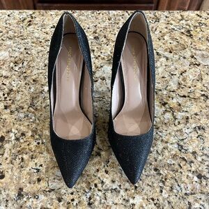 Shoe Republic LA Black Glitter Pointed Toe Pumps